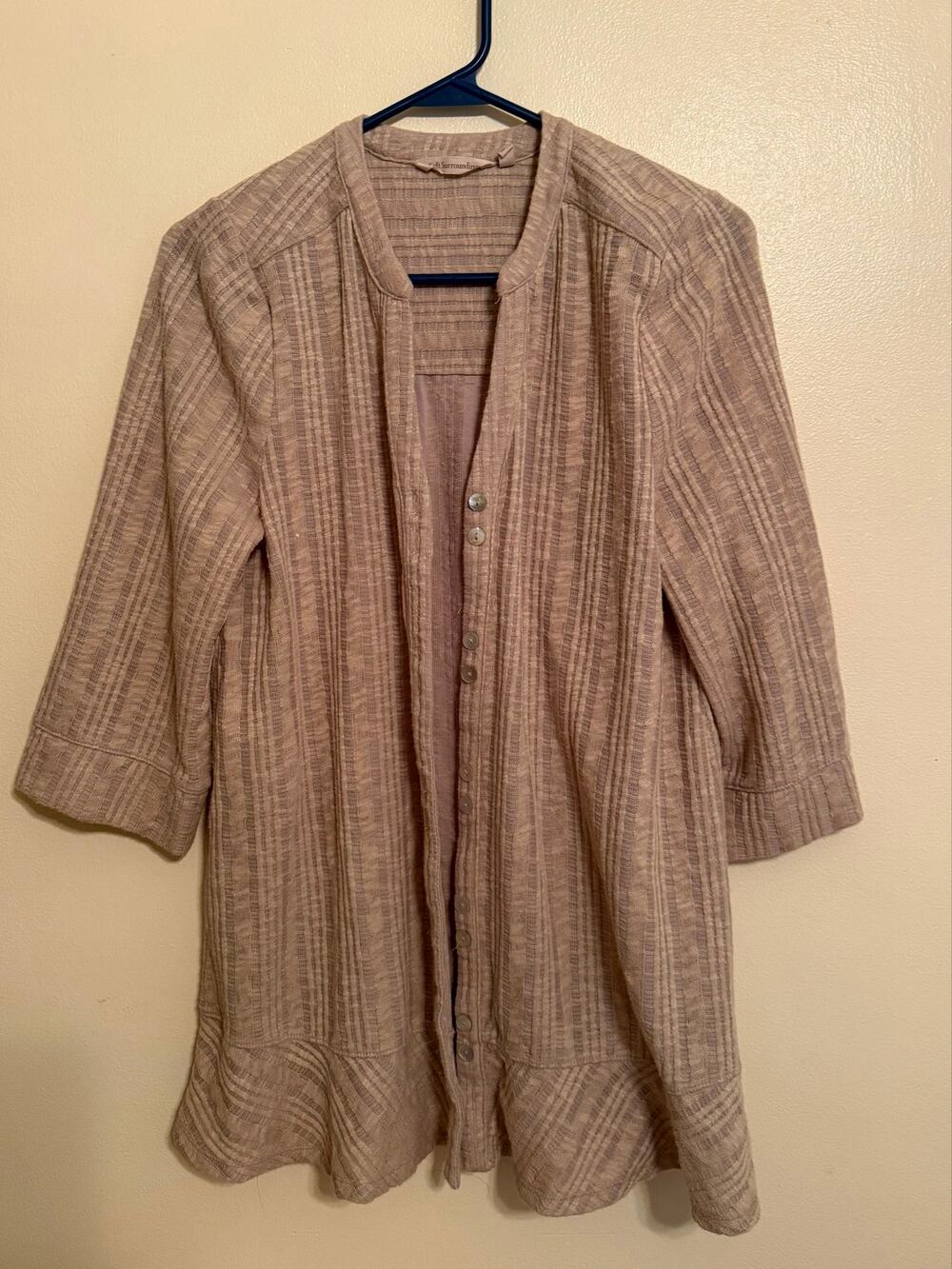 Soft Surroundings Women’s Size Small Taupe Textured Open Front Cardigan